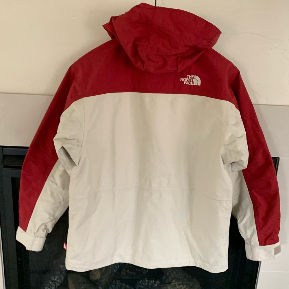 The North Face HyVent Hooded Rain Jacket Red White Waterproof Women XS - Picture 4 of 16